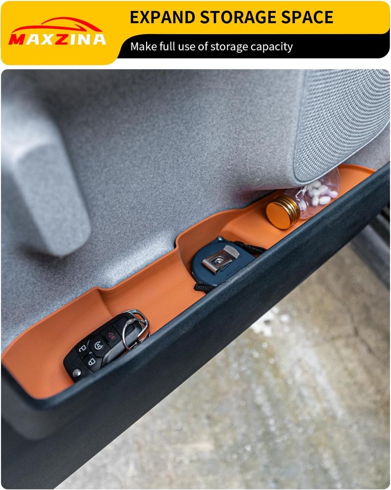 Maxzina Door Side Storage Tray Compatible with 2022-2025 (No for 2026) Ford Maverick Side Door Storage Box Door Organizer Phone Pocket Silicone Front & Rear 4PCS Maverick Accessories (Light Orange) - Image 3